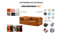COSTFULL Sofá Cama Seccional Moderno 3 en 1 Plegable y Convertible de Pana Negra, Conjunto de Sofás Comprimidos, Muebles para el Hogar, Modular para Escuela