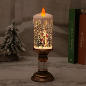 New Christmas decorative water-filled candle lamp, Christmas crystal lamp, snowflake Santa Claus <b>ornament</b>, gift/<b>small</b> present - Product Image 3