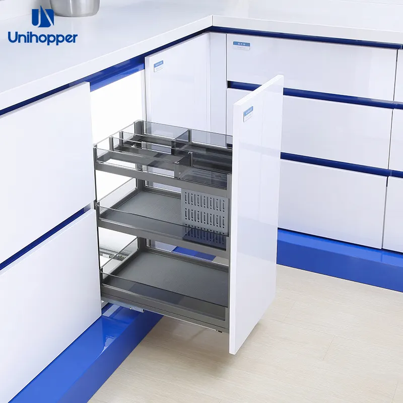 Многофункциональные аксессуары для шкафа Unihopper, мягкая закрывающая корзина для приправ, кухонная корзина, выдвижная корзина, ящик
