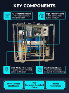 Custom Water Purifier System 1000L/Hour Reverse Osmosis SS304 Pure Water Treatment System for Industrial - Product Image 2