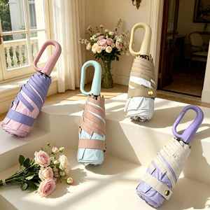 Parapluie personnalisé avec logo, vente en gros, 5 plis, 6 baleines, UPF50, diamètre 90 cm, 260g, avec poignée mousqueton, pour femme, voyage, promotion de marque - Product Image 1