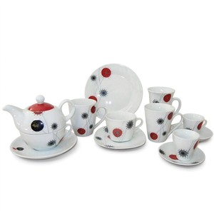 Ensembles de petit-déjeuner élégants en céramique et porcelaine / Services de thé de l'après-midi, tasses à café, soucoupes, plateaux - Marque HARVIT, design mignon, pour les fêtes - Product Image 1