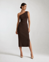 Robe midi décontractée en maille pour femme, coupe ajustée, fendue sur le côté, style pull, personnalisable ODM/OEM, collection été