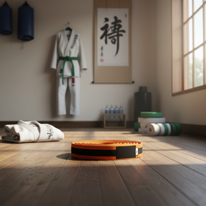Naranja con rayas negras 100% algodón Jiu Jitsu BJJ Karte cinturones 5 cm de ancho verde tamaños para niños y adultos cinturones de tela en venta - Product Image 3