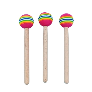Wholesale <b>Rainbow</b> Striped Fabric Wrapped Soft Head Mallets With Beech <b>Wood</b> Handle For Orff Percussion Instrument - Product Image 1