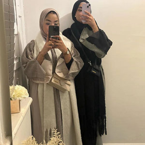 Abaya Modesta in Lino Loriya, Abito Musulmano da <span class=keywords><strong>Donna</strong></span>, Abbigliamento Islamico all'Ingrosso, Abiti Modesti da <span class=keywords><strong>Donna</strong></span> <span class=keywords><strong>con</strong></span> <span class=keywords><strong>Spacco</strong></span>, Nuova Abaya 2025 - Product Image 2