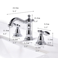 Robinet de lavabo rétro européen à 3 trous, mitigeur chaud/froid à double poignée, Torneira pour projets et vente en gros aux distributeurs