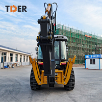 Rétrocaveuse sur pneus TDER China Yunnei Engine 3cx 4x4 avec pneus tubeless