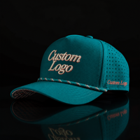 Casquette de golf brodée à 5 panneaux, logo personnalisé, haute qualité, faible MOQ, boucle métallique réglable, séchage rapide, respirante, pour hommes