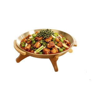 GY Stainless Steel Round Dinner Plate With <b>Bamboo</b> Stand Solid Color Fruit Platter ASTM Standard Superior Quality - Product Image 5