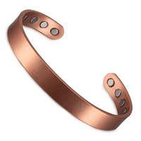 Gelang Terapi Tembaga 8 Magnet Grosir, Gelang Tembaga Merah Model Terbuka yang Dapat Disesuaikan, Gelang Energi Vintage Lebar 8mm 9.5mm