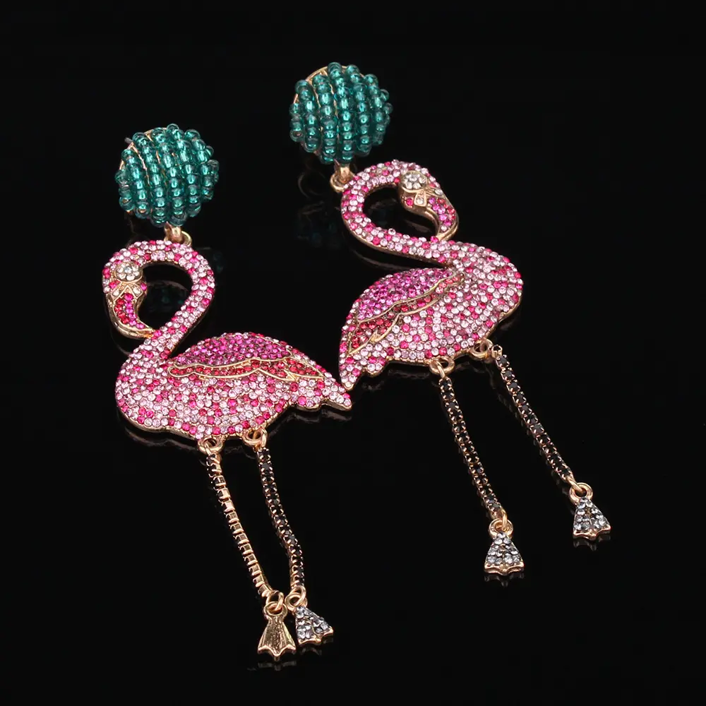 1 Paire Boho flamant rose oiseau pendants d'oreilles Acrylique Exagérée Femme Bijoux 