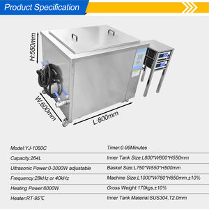 Machine de nettoyage par ultrasons industrielle 264L, laveuse de pièces, chauffage par ultrasons pour bloc moteur, dispositif de lavage de pièces automobiles, outils - Product Image 2