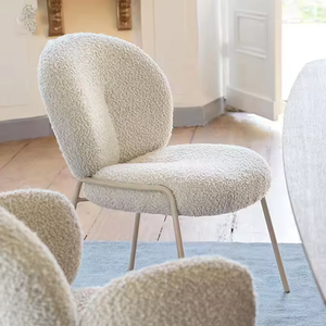 Precio bajo diseño de moda blanco nórdico suave cojín terciopelo restaurante silla <span class=keywords><strong>cocina</strong></span> silla terciopelo tela de peluche Silla de comedor - Product Image 1