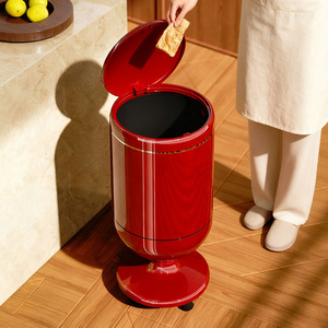 Wheeled Trash Can Cylindrical Large Capacity Indoor Use For Home Living Room Kitchen Bathroom - Product Image 3