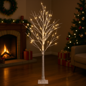 Árbol de Navidad Artificial con Copos de Nieve, 4 Pies, 48 LED, Luz Cálida, Decoración Interior Elegante, Base de Plástico Reutilizable - Product Image 2