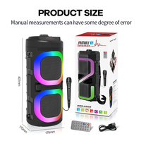 Haut-parleur portable d'extérieur USB/TF/FM/AUX/5.0/TWS avec microphone intégré, lumière LED RGB clignotante et deux haut-parleurs de 4 pouces