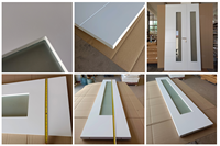 Porte contemporaine moderne en MDF et verre, finition laquée blanche, avec quincaillerie Hafele, pour appartement, villa, hôtel