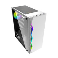KINPOWER Vente directe d'usine Boîtier PC tour moyenne Boîtier PC de jeu Refroidissement par eau Ventilateurs RVB Boîtier PC couleur blanche