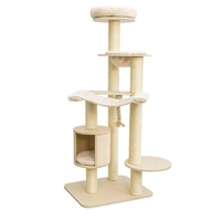Arbre à chat multi-niveaux classique/moderne gris clair écologique et léger de 54 pouces avec 2 condos et centre d'activités en carton