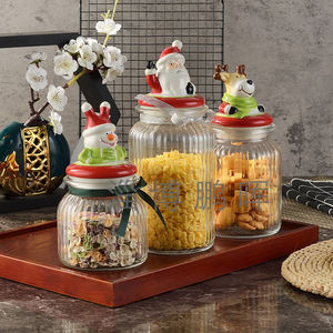 Hochwertiges Glas-Vorrats glas im Cartoon-Stil mit Keramikdeckel-Weihnachts geschenk für Süßigkeiten-Honig-Kaffeebohnen-Lebensmittel behälter - Product Image 5