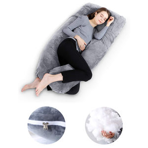 Almohada de Embarazo y Maternidad en Forma de U Grande con Funda Desmontable de Terciopelo Gris para Soporte de Cuerpo y Vientre para Adultos - Product Image 2
