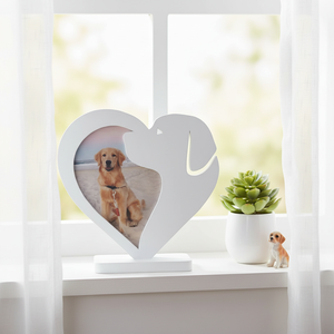 Cadre photo en MDF <span class=keywords><strong>blanc</strong></span> fait main, forme personnalisée créative, design personnalisé en forme de cœur pour chien - Product Image 6
