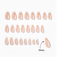 YD13 Kaixin Factory Faux ongles à presser réutilisables longueur française, 30 pièces, motif pois, forme amande, vente en gros pour fournisseurs d'articles de nail art