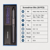Jeu de tournevis de précision sans fil 28-en-1 de type stylo magnétique pour centre de réparation, vente en gros OEM