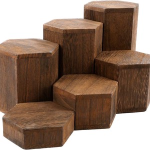 Estante de exhibición de madera maciza de varios niveles, soporte hexagonal para almacenamiento de perfumes, organizador de escritorio para artículos de cuidado personal - Product Image 5