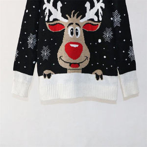 Acrylic <strong>Cheap</strong> Factory Price Red Color <strong>Jumper</strong> Classical Deer Pattern Hot-sale Custom <strong>Christmas</strong> Holiday Sweater - Product Image 6