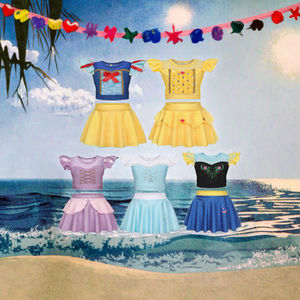 Dos piezas princesa niñas traje de baño Tankini conjunto directo de fábrica verano Surf playa trajes de baño con volantes para niños - Product Image 2