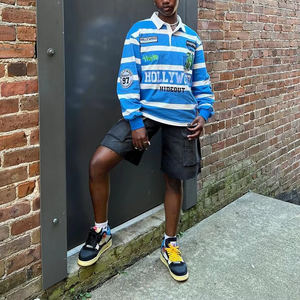 Camiseta Polo bordada personalizada para hombre de alta calidad de gran tamaño de manga larga a rayas con capucha <span class=keywords><strong>Big</strong></span> <span class=keywords><strong>Pony</strong></span> Design Camisa Masculina Gola - Product Image 1