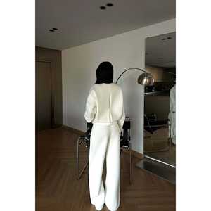 Conjunto de Sudadera con Capucha Blanca Reflectante, Chándal Informal Vintage con Logotipo Estampado Ligero y Transpirable para Gimnasio, Correr, Invierno - Product Image 1