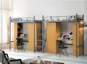 Современная мебель для общежития, трехместная двухъярусная кровать с кабинетным столом и стулом, трехместная металлическая двухъярусная кровать - Product Image 5