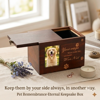 Urne funéraire en bois à couvercle coulissant avec cadre photo pour cendres de chien ou de chat, prix d'usine, OEM ODM, boîte à souvenirs gravée au laser sur mesure