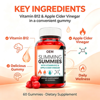 Gummies de bien-être au vinaigre de cidre de pomme OEM avec vitamine B12 pour le soutien quotidien de l'équilibre corporel, 60 unités, complément alimentaire