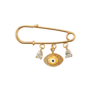 BROS-35 Xuping Mata Keberuntungan Pria dan Wanita, Perhiasan Bros Universal Turki Kuning - Product Image 1