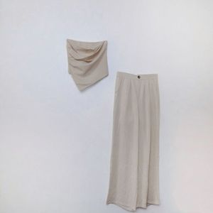 Conjunto <span class=keywords><strong>de</strong></span> pantalones largos holgados para mujer nuevos hechos a medida <span class=keywords><strong>de</strong></span> alta calidad en otoño sin diseño <span class=keywords><strong>de</strong></span> correas para los hombros 5607PCT - Product Image 4