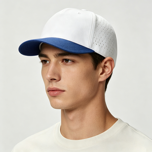 Gorra de Lona de 5 Paneles con Perforaciones Láser de Dos Tonos, Ajustable, de Secado Rápido, con Visera en Contraste, para Hombre, Deportiva, para Golf, Running, Aire Libre - Product Image 1