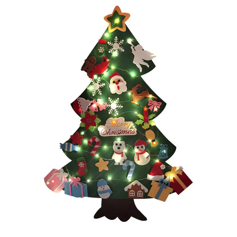 Brinquedo montessori de 32 pçs, decoração de natal, ano novo, festa de feltro diy, materiais de festa para menino e menina, ornamento de parede