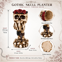 Totenkopf-Pflanzgefäß im Gothic-Stil als Halloween-Dekoration – „No Speak“ Gothic Totenkopf-Pflanzgefäß für Wohnzimmer, Büro, Spielzimmer und Bar-Dekoration