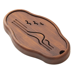Bandeja de té portátil de madera maciza de alta gama, resistente al moho y duradera, bandeja de madera natural con logotipo. - Product Image 1