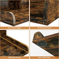 Comptoir de buanderie pour lave-linge et sèche-linge avec étagère, bord surélevé en bois, tapis antidérapant, organisateur de comptoir à 2 niveaux, étagères flottantes