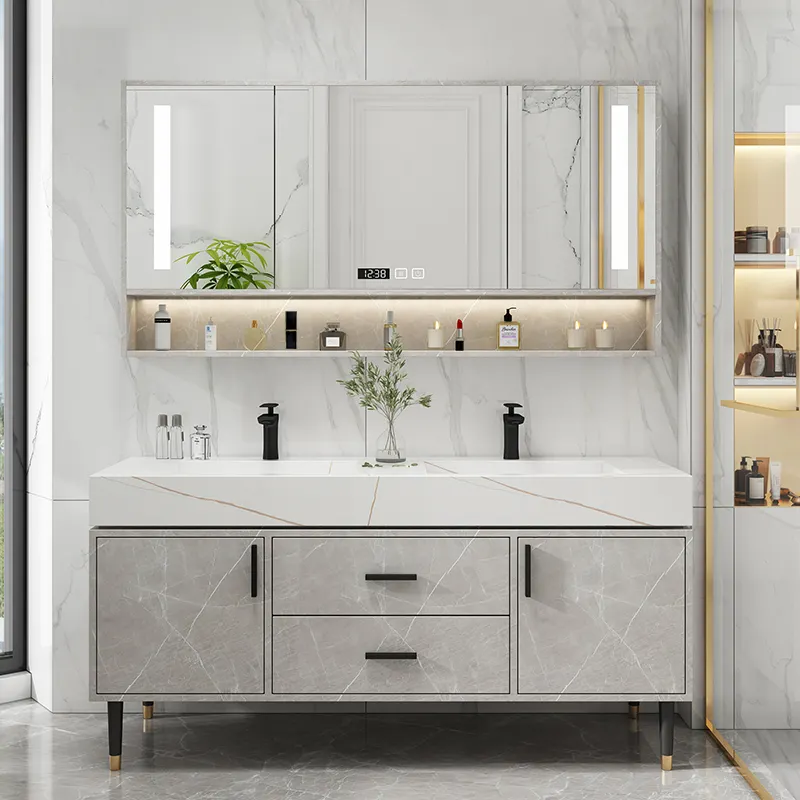 Slate counter top hotel home bathroom furniture set sink with furniture bathroom cabinet space saver wash basin modern cabinet