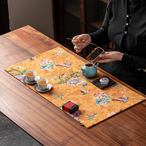 Traditional Chinese Style Printed Tea Mat Waterproof <b>Table</b> <b>Runner</b> For Tea Ceremony Dehua Origin First Class Quality - Product Image 2