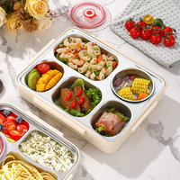 Boîte à lunch isotherme carrée en acier inoxydable 304 à 5 compartiments avec logo personnalisé, bol à soupe amovible, compatible micro-ondes, vente en gros