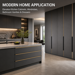 Modern minimalist <b>black</b> and gold space aluminum oxidized T-shaped <b>handle</b>, straight long pull <b>handle</b> for <b>cabinet</b> and wardrobe doo - Product Image 3
