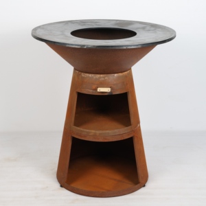 Brasero Plancha de Patio 2026 Élégant et Simple à Structure KD, en Acier Corten Durable, avec Bac à Bois et Rangement pour <span class=keywords><strong>Bûches</strong></span> - Product Image 1