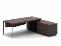 Scrivania Direzionale in Legno LIWEI, Design Moderno e Minimalista, Ampio Piano di Lavoro a L, Tavolo Professionale per Manager con Spazio di Archiviazione Personalizzabile